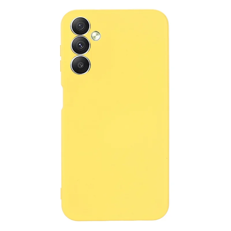 For Samsung Galaxy M14 5G Liquid Silicone Phone Case Soft Lining Shockproof Protective Cover with Strap - Yellow