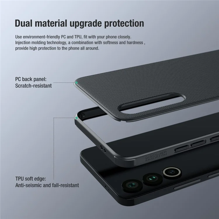 NILLKIN Super Frosted Shield Pro for Meizu 20 Anti-Scratch PC+TPU Phone Case Matte Protective Phone Cover - Blue