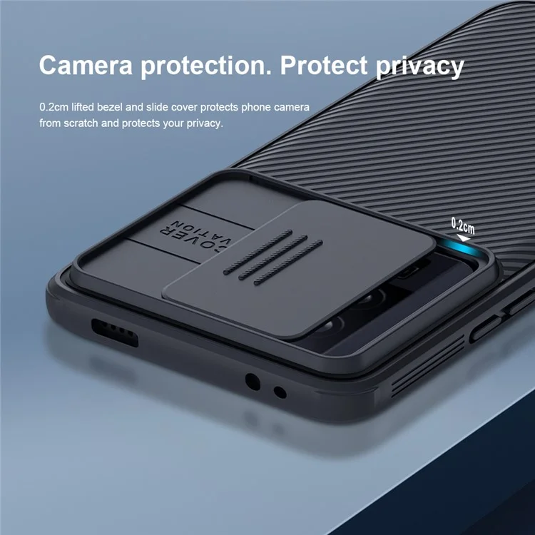 NILLKIN CamShield Pro Série pour Xiaomi Poco F5 Pro 5G / Redmi K60 Pro 5G / K60 5G Étui de téléphone PC+TPU Protection de la caméra Housse de téléphone - Noir
