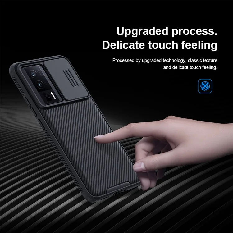 NILLKIN CamShield Pro Série pour Xiaomi Poco F5 Pro 5G / Redmi K60 Pro 5G / K60 5G Étui de téléphone PC+TPU Protection de la caméra Housse de téléphone - Noir