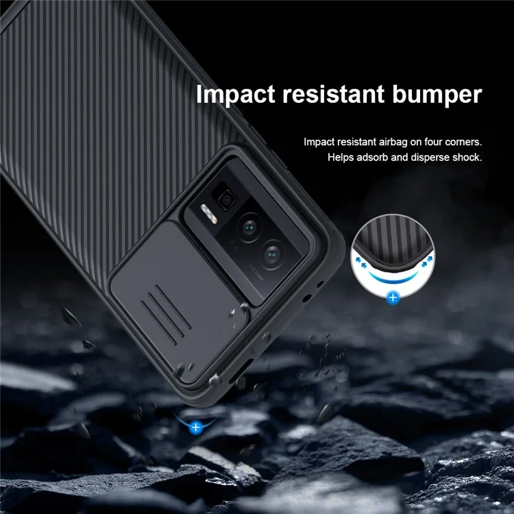 NILLKIN CamShield Pro Série pour Xiaomi Poco F5 Pro 5G / Redmi K60 Pro 5G / K60 5G Étui de téléphone PC+TPU Protection de la caméra Housse de téléphone - Noir