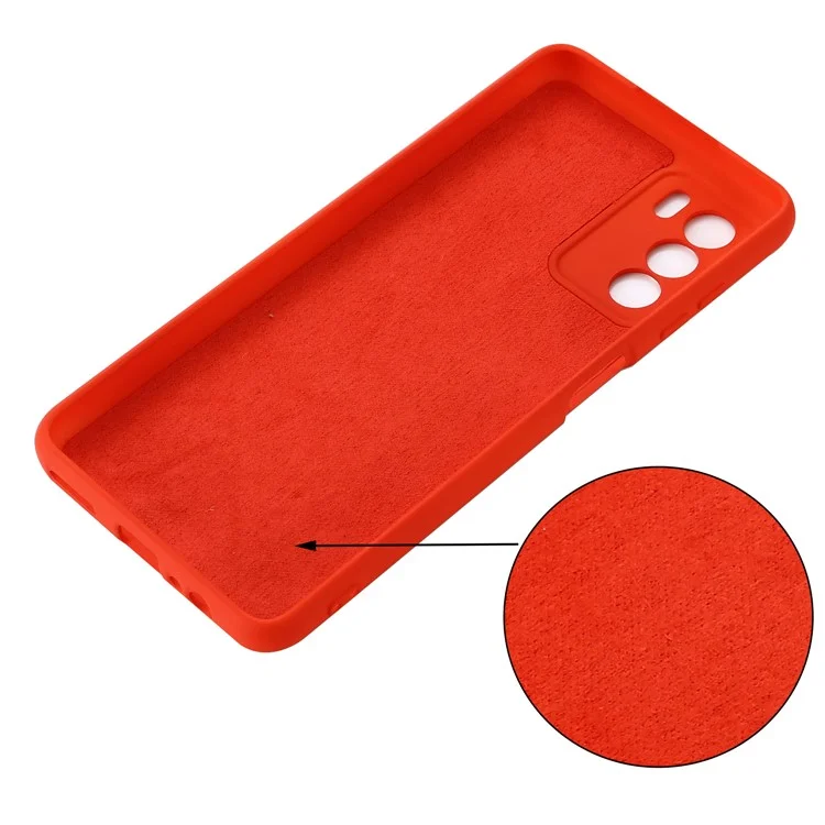 Liquid Silicone Case for ZTE Blade V40 Vita , Soft Lining Anti-Scratch Phone Cover with Strap - Red