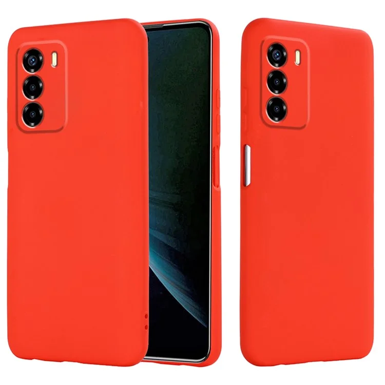 Case de Silicona Líquida Para ZTE Blade V40 Vita, Cubierta de Teléfono Anti-scratch de Revestimiento Suave Con Correa - Rojo