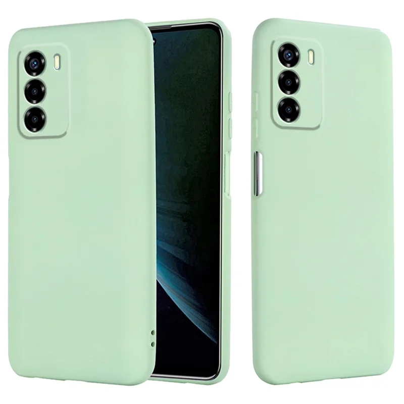 Funda de silicona líquida para ZTE Blade V40 Vita, funda de teléfono con forro suave antiarañazos con correa - Verde