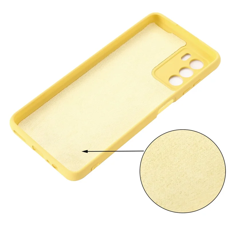 Liquid Silicone Case for ZTE Blade V40 Vita , Soft Lining Anti-Scratch Phone Cover with Strap - Yellow