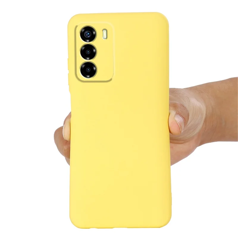 Liquid Silicone Case for ZTE Blade V40 Vita , Soft Lining Anti-Scratch Phone Cover with Strap - Yellow