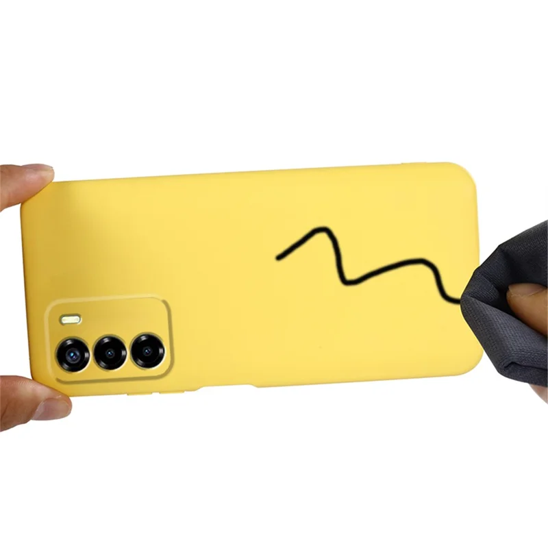 Liquid Silicone Case for ZTE Blade V40 Vita , Soft Lining Anti-Scratch Phone Cover with Strap - Yellow