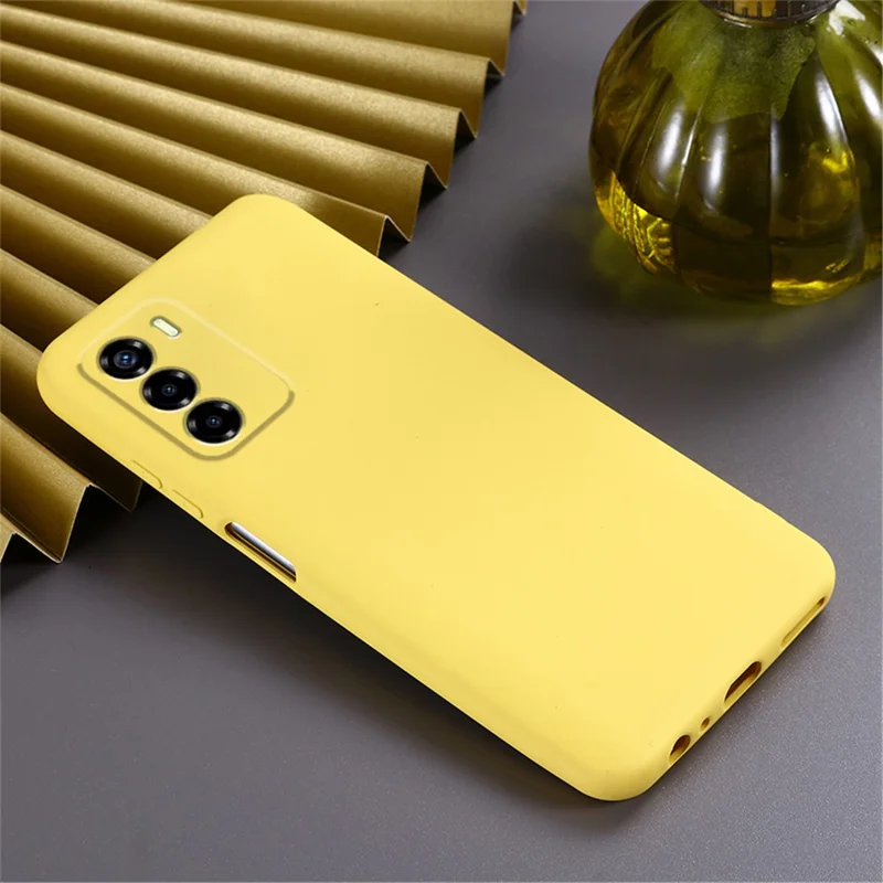 Liquid Silicone Case for ZTE Blade V40 Vita , Soft Lining Anti-Scratch Phone Cover with Strap - Yellow