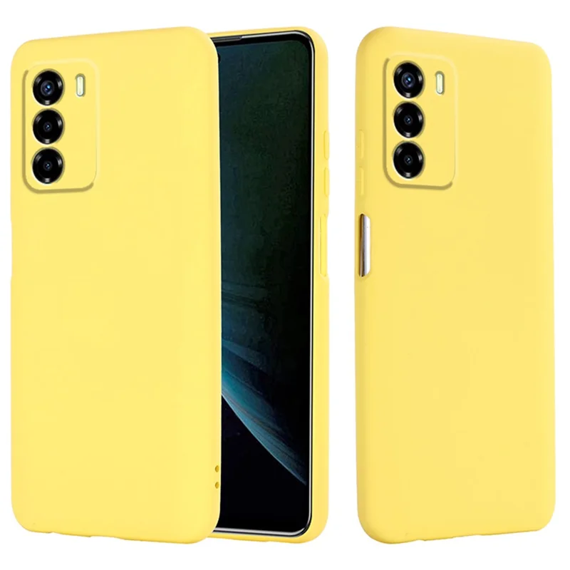 Liquid Silicone Case for ZTE Blade V40 Vita , Soft Lining Anti-Scratch Phone Cover with Strap - Yellow