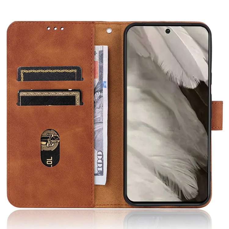 Für Google Pixel 8 Leder Flip Wallet Phone Case Skin-Touch Schockfester Ständer Cover - Braun