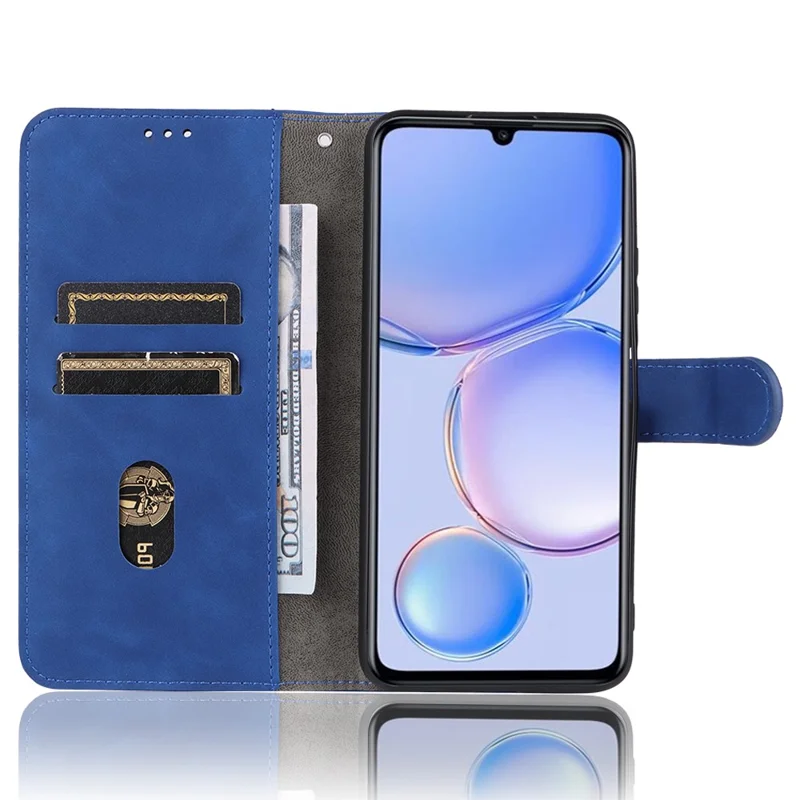 For Huawei Enjoy 60 PU Leather Skin-touch Phone Case Wallet Book Stand Flip Cover - Blue