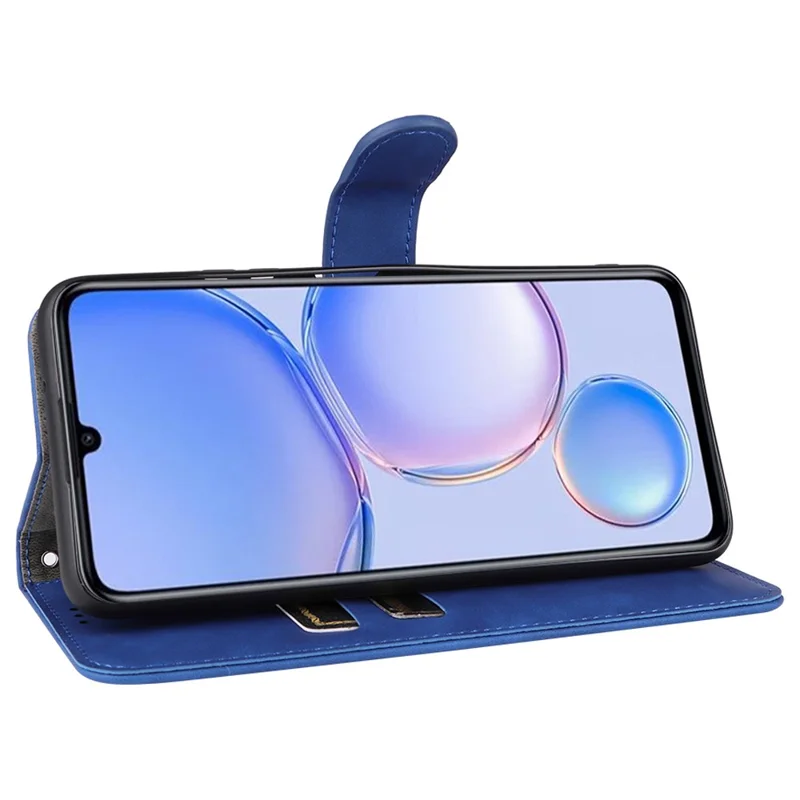 For Huawei Enjoy 60 PU Leather Skin-touch Phone Case Wallet Book Stand Flip Cover - Blue