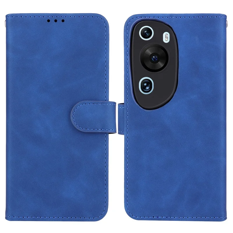 For Huawei P60 Art PU Leather Folio Flip Cover Wallet Stand Skin-Touch Phone Case - Blue