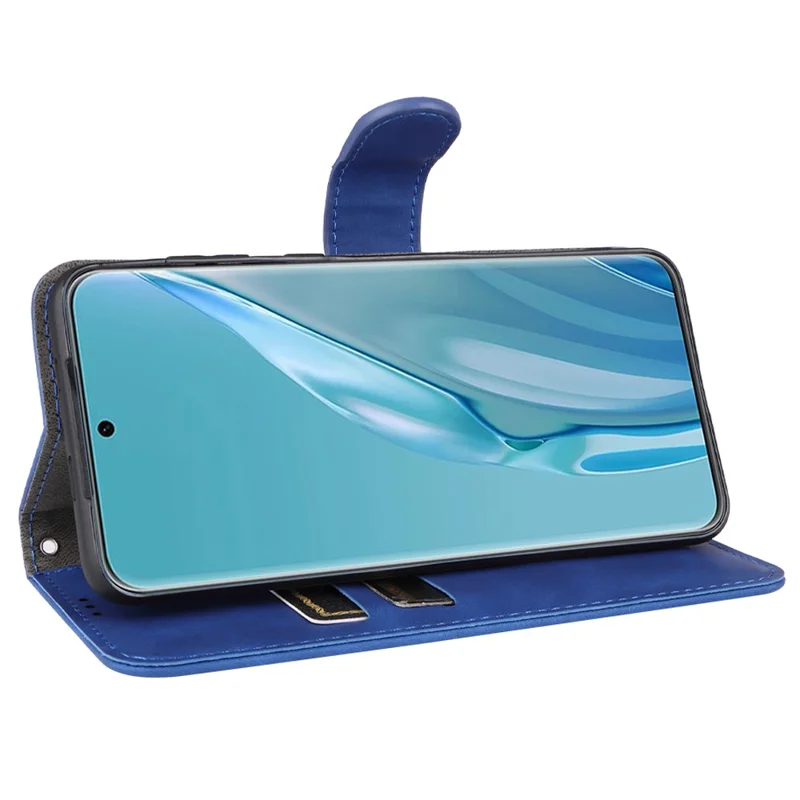 For Huawei P60 Art PU Leather Folio Flip Cover Wallet Stand Skin-Touch Phone Case - Blue