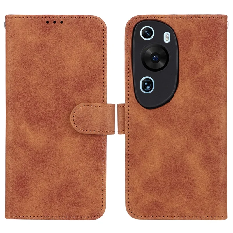 For Huawei P60 Art PU Leather Folio Flip Cover Wallet Stand Skin-Touch Phone Case - Brown