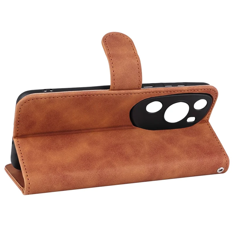 For Huawei P60 Art PU Leather Folio Flip Cover Wallet Stand Skin-Touch Phone Case - Brown