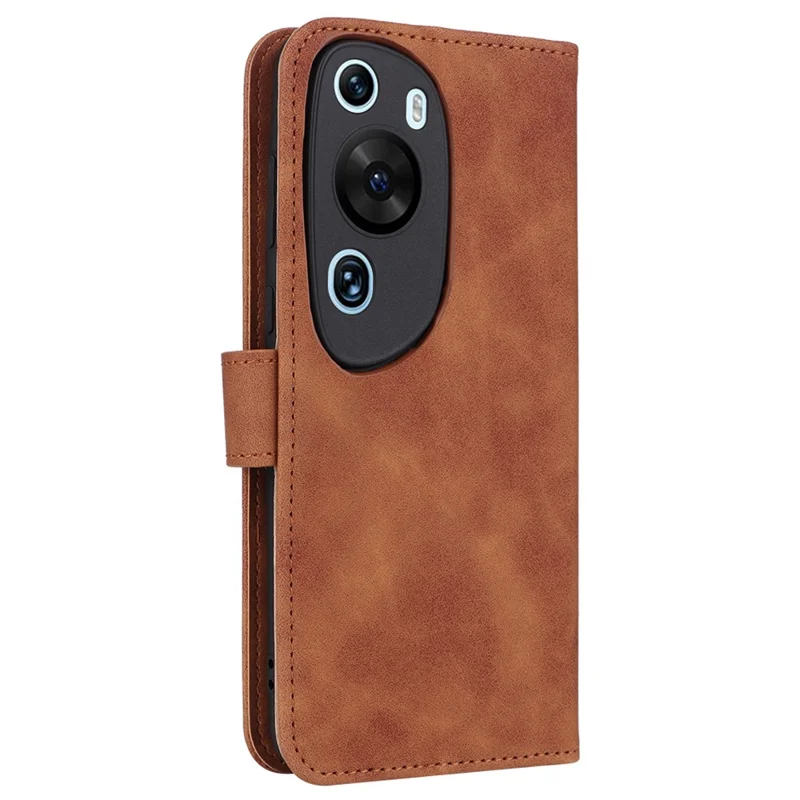 For Huawei P60 Art PU Leather Folio Flip Cover Wallet Stand Skin-Touch Phone Case - Brown