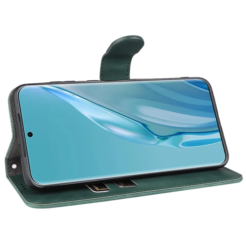 For Huawei P60 Art PU Leather Folio Flip Cover Wallet Stand Skin-Touch Phone Case - Green