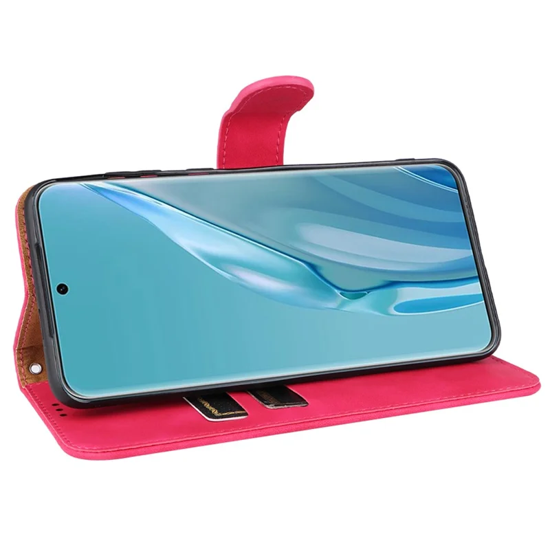 Per Huawei P60 Art PU Leather Folio Flip Cover Wallet Stand Skin-Touch Phone Case - Rose