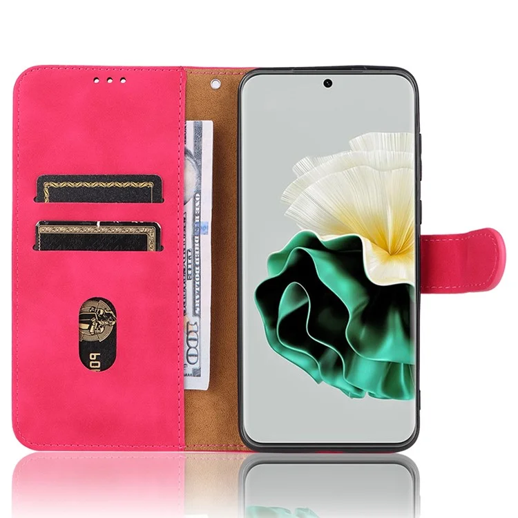Für Huawei P60 / P60 Pro Wallet Phone Case PU Leder Haut-Touch Stand Folio Stoßfeste Abdeckung - Rose