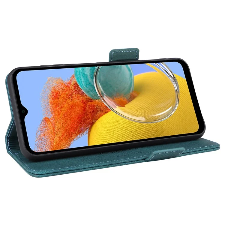 Per Samsung Galaxy M14 5G Custodia Portafoglio in Pelle Decorazione Hardware Flip Stand Cover - Blu