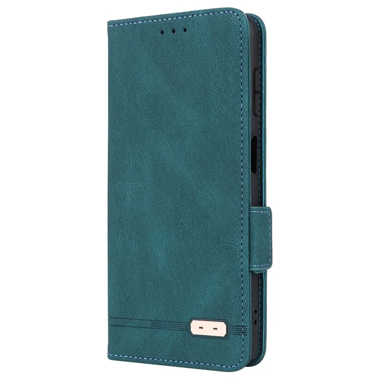 Per Samsung Galaxy M14 5G Custodia Portafoglio in Pelle Decorazione Hardware Flip Stand Cover - Blu
