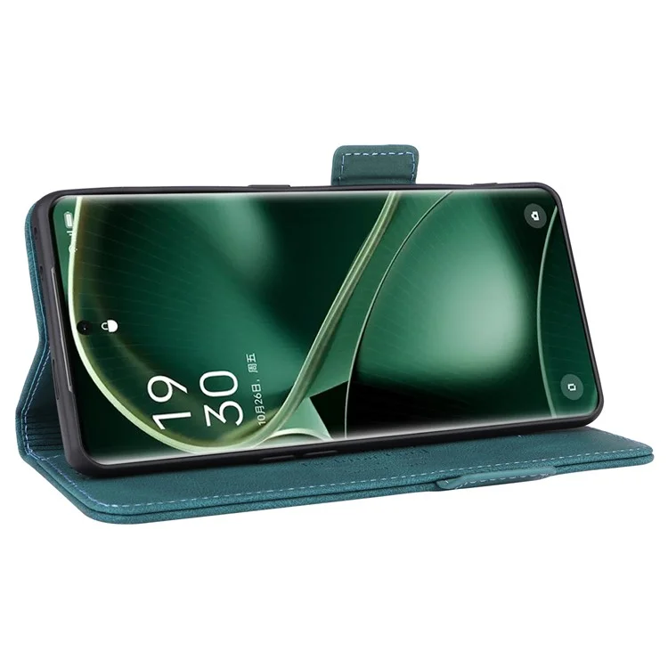 For Oppo Find X6 Hardware Decor Stand Cover PU Leather Wallet Anti-drop Phone Case - Blue