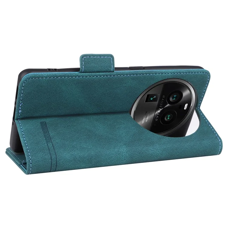 For Oppo Find X6 Hardware Decor Stand Cover PU Leather Wallet Anti-drop Phone Case - Blue