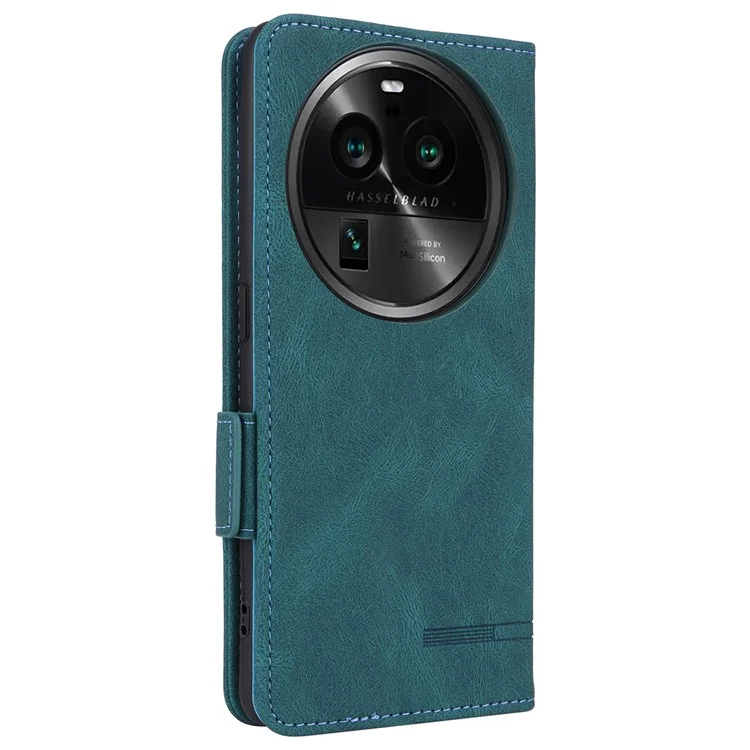 For Oppo Find X6 Hardware Decor Stand Cover PU Leather Wallet Anti-drop Phone Case - Blue