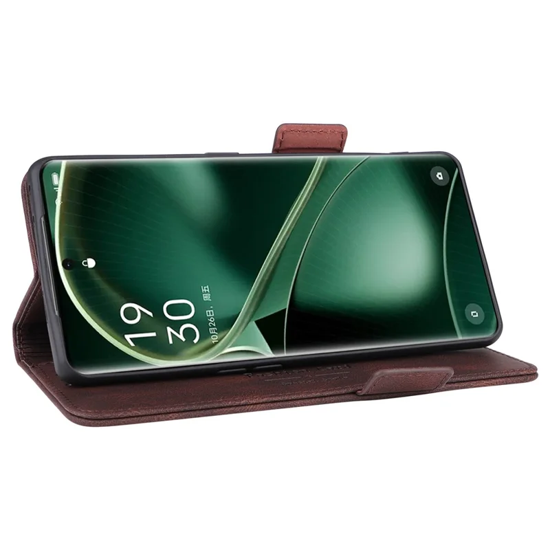 For Oppo Find X6 Hardware Decor Stand Cover PU Leather Wallet Anti-drop Phone Case - Coffee