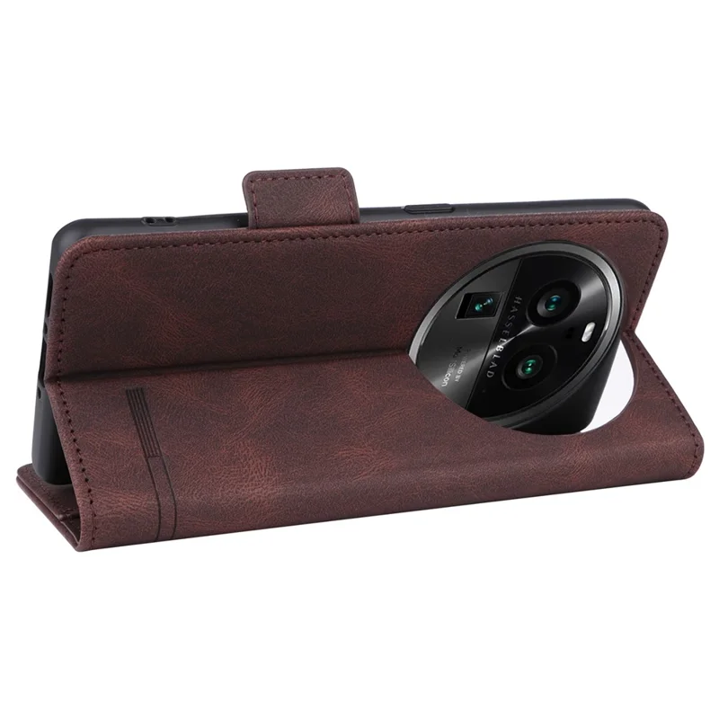 For Oppo Find X6 Hardware Decor Stand Cover PU Leather Wallet Anti-drop Phone Case - Coffee