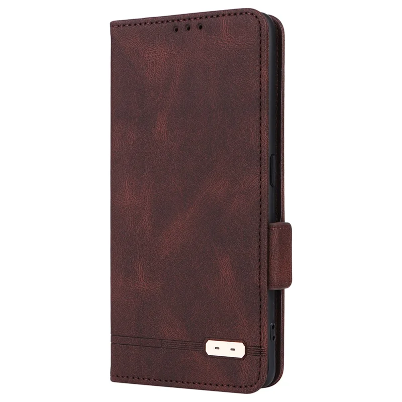 For Oppo Find X6 Hardware Decor Stand Cover PU Leather Wallet Anti-drop Phone Case - Coffee