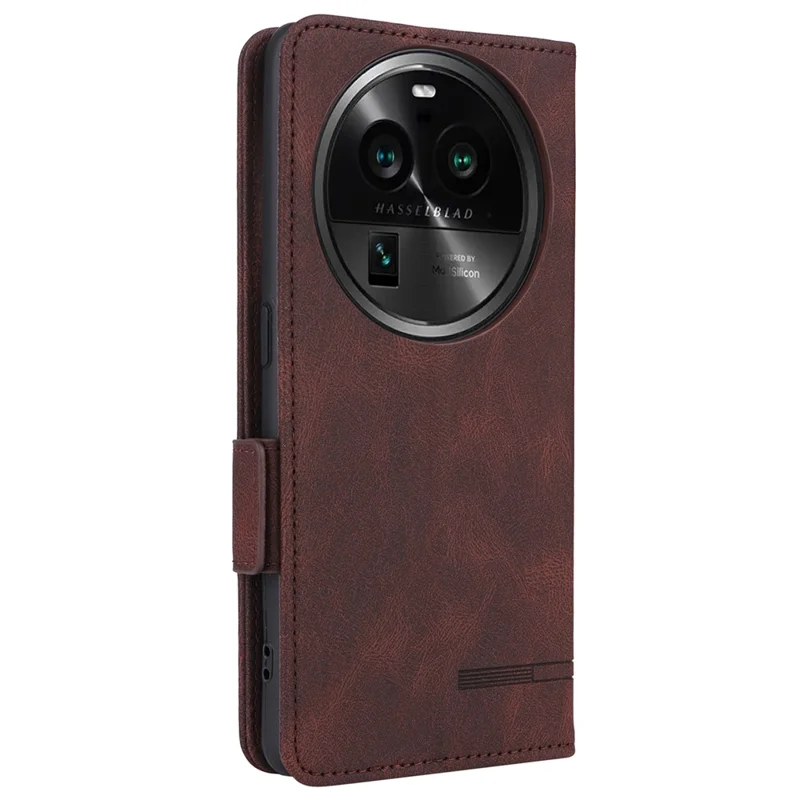 For Oppo Find X6 Hardware Decor Stand Cover PU Leather Wallet Anti-drop Phone Case - Coffee