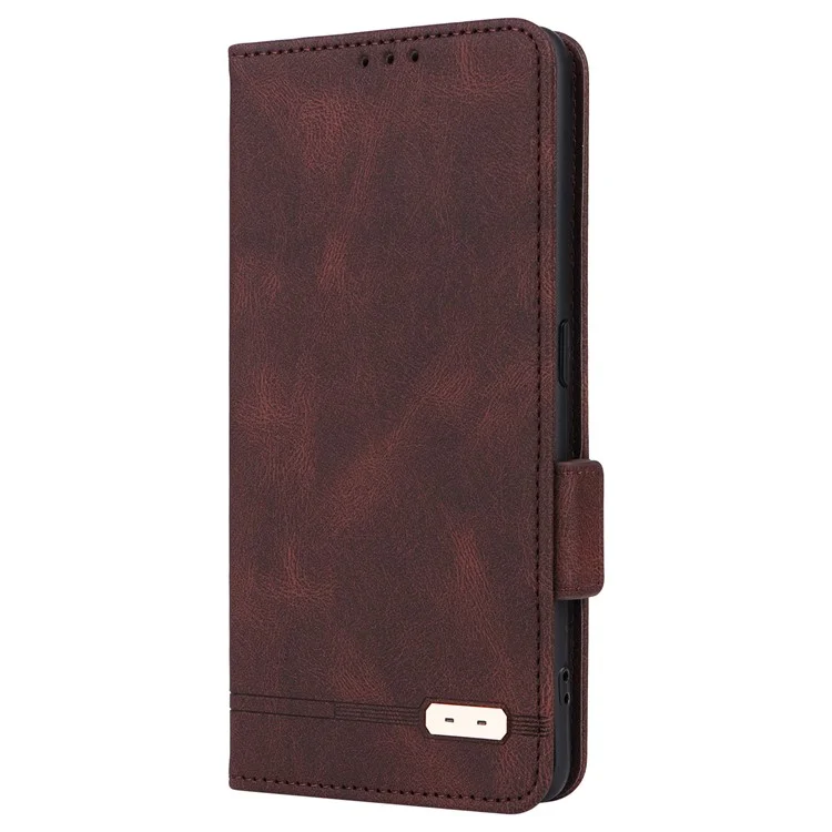 For Oppo Find X6 Pro PU Leather Wallet Phone Case Hardware Decor Folding Stand Cover - Coffee
