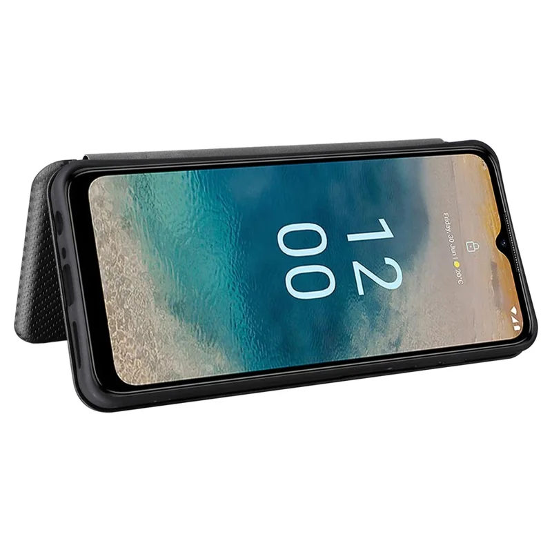 Для Nokia G22 Carbon Fiber Texture Leather Case Flip Folio Stand Phone Cover with Card Holder - Зеленый