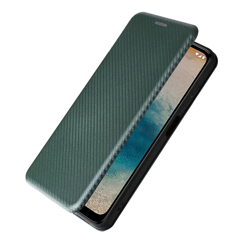 Для Nokia G22 Carbon Fiber Texture Leather Case Flip Folio Stand Phone Cover with Card Holder - Зеленый