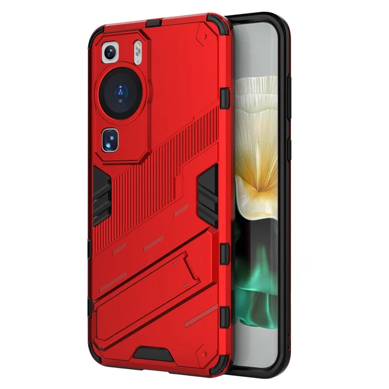For Huawei P60 TPU+PC Phone Case Kickstand Protective Phone Cover - Red