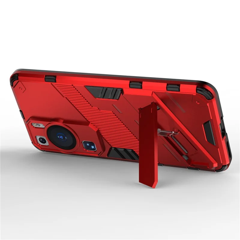 For Huawei P60 TPU+PC Phone Case Kickstand Protective Phone Cover - Red