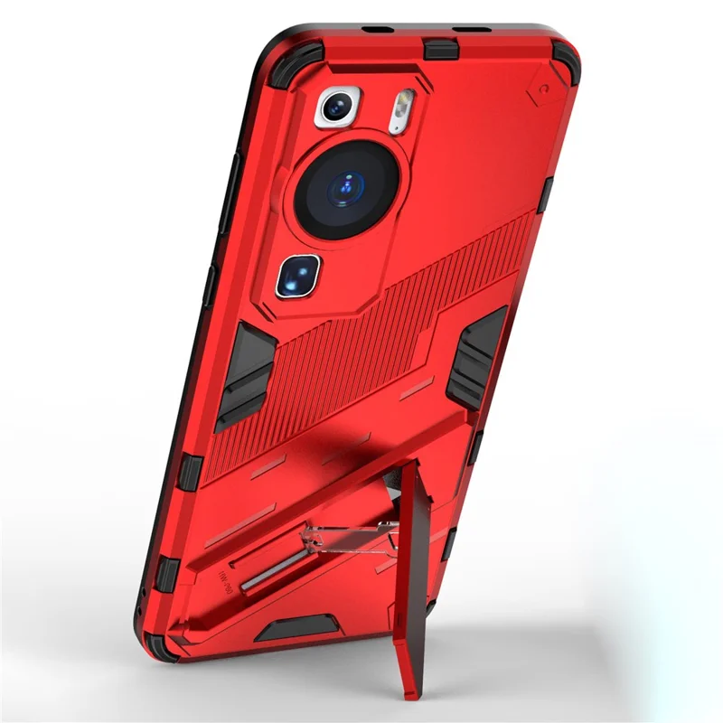 For Huawei P60 TPU+PC Phone Case Kickstand Protective Phone Cover - Red