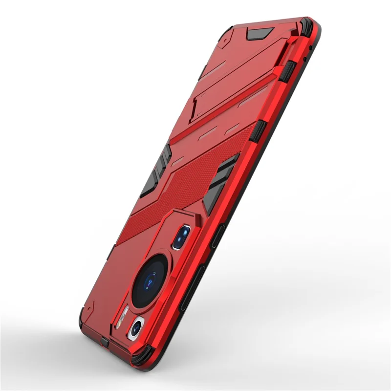 For Huawei P60 TPU+PC Phone Case Kickstand Protective Phone Cover - Red
