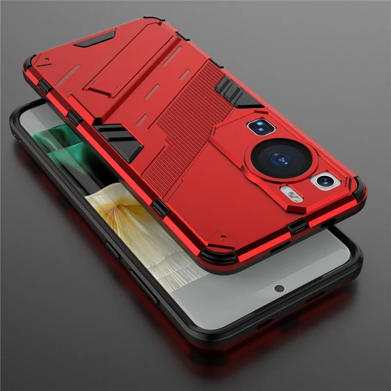 For Huawei P60 TPU+PC Phone Case Kickstand Protective Phone Cover - Red