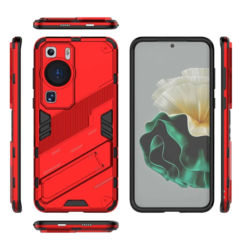 For Huawei P60 TPU+PC Phone Case Kickstand Protective Phone Cover - Red