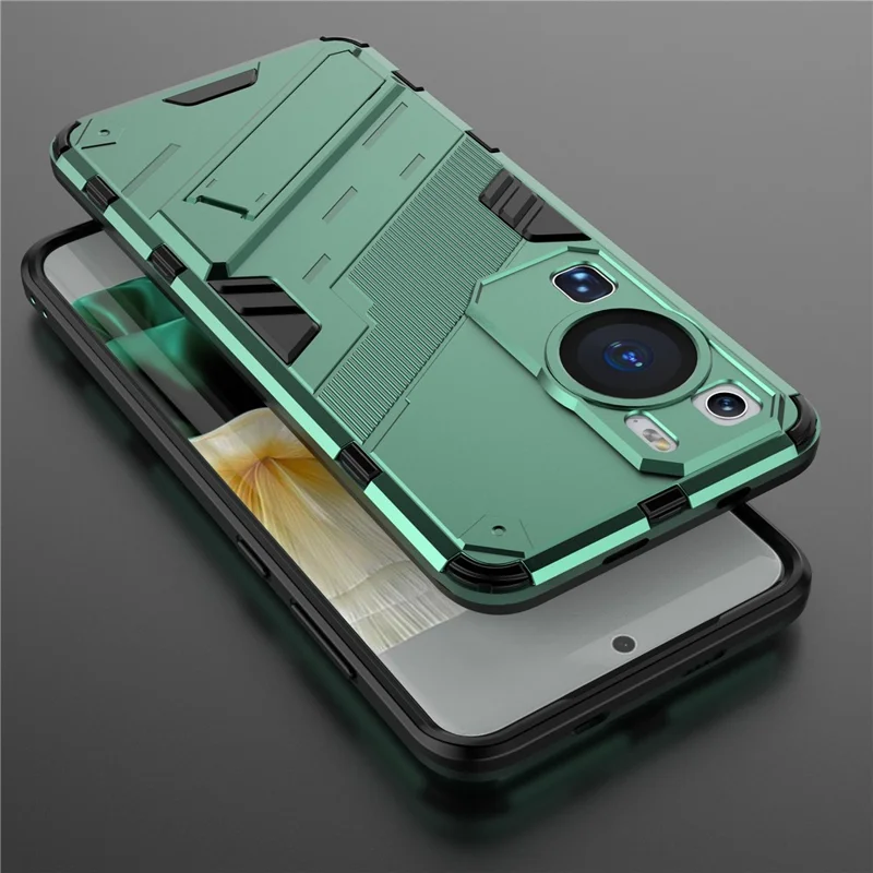 Pour Huawei P60 Étui de protection pour téléphone TPU+PC avec support - Vert