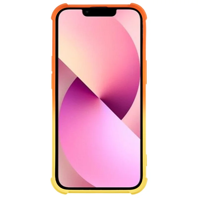 Magnetic TPU Case for iPhone 13 , Glass Lens Protector Gradient Dual Color Phone Cover - Orange + Yellow