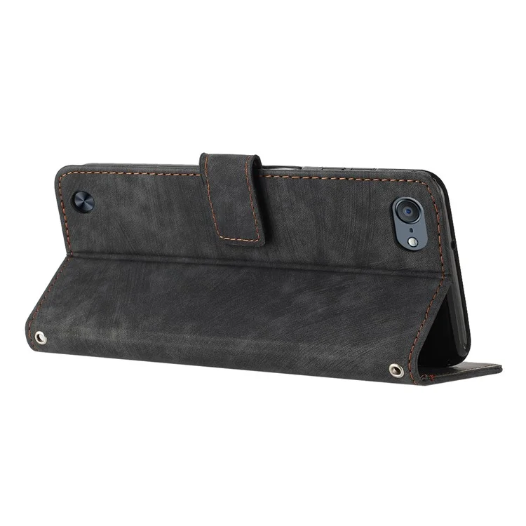 Für iPod Touch 5 / 6 / (2019) Handyhülle PU-Leder Standfunktion Wallet Skin-touch Linien geprägt Cover - Schwarz