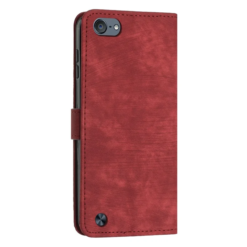 Für Ipod Touch 5 / 6 /(2019) Telefonkoffer PU Leder-leder-leder-skin-touch-leitungen Eingeprägter Cover - Rot