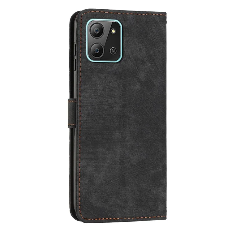 Funda de teléfono de piel para Infinix Hot 11 2022 4G, con soporte y ranuras para tarjetas - Negro