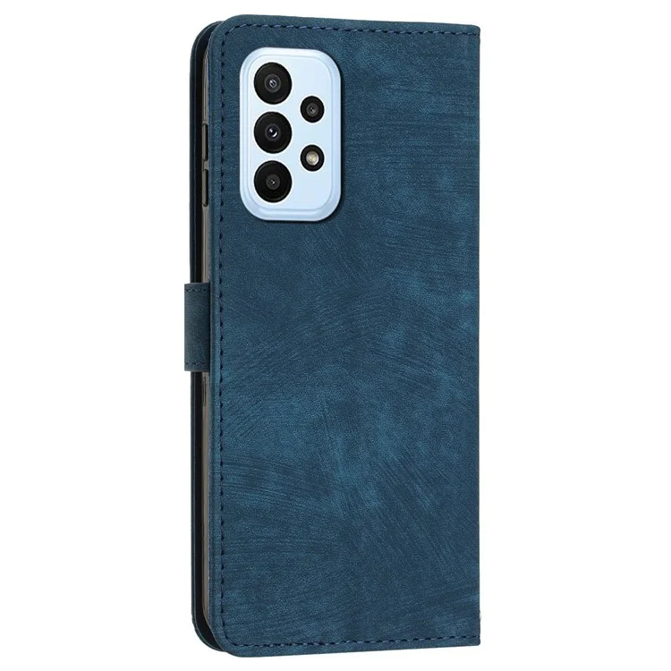 Capa de Telefone de Couro PU para Samsung Galaxy A23 4G / A23 5G (Versão Global) / M23 5G / F23 5G / M13 4G, Capa Carteira de Flip com Linhas Impressas - Safira