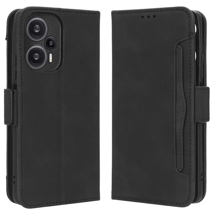 Para Xiaomi Redmi Note 12 Turbo 5G / Poco F5 5G Estuche de Cartera de Piel Múltiples Ranuras para Tarjetas Soporte de Teléfono Cubierta - Negro