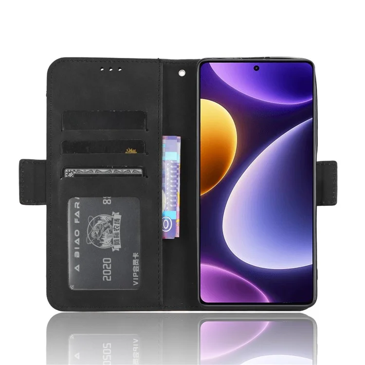 Para Xiaomi Redmi Note 12 Turbo 5G / Poco F5 5G Estuche de Cartera de Piel Múltiples Ranuras para Tarjetas Soporte de Teléfono Cubierta - Negro